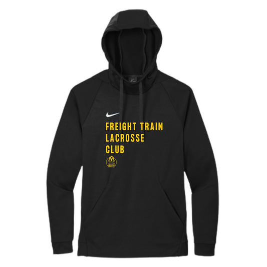 FREIGHT TRAIN LACROSSE CLUB NIKE THERMA-FIT FLEECE ADULT HOODIE - BLACK