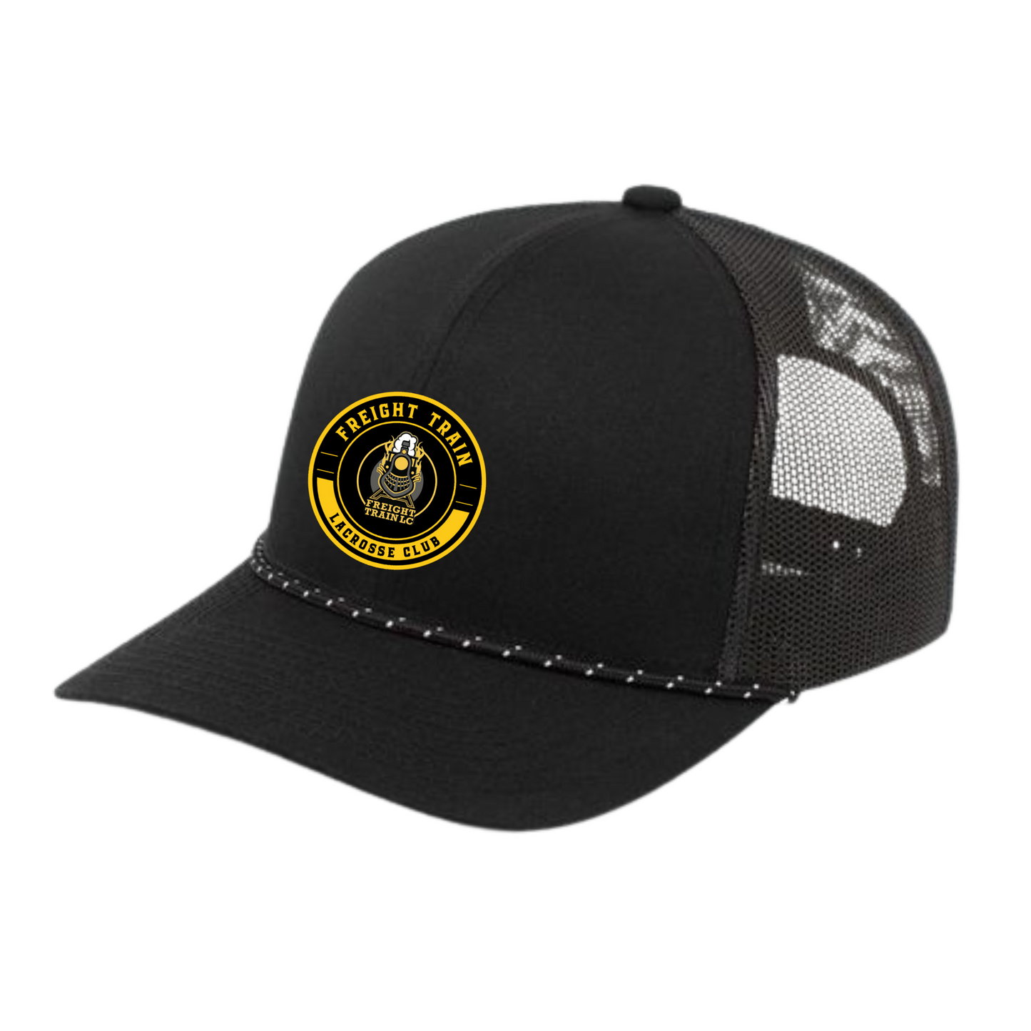 FREIGHT TRAIN LACROSSE CLUB TRUCKER SNAPBACK BRAID CAP - BLACK