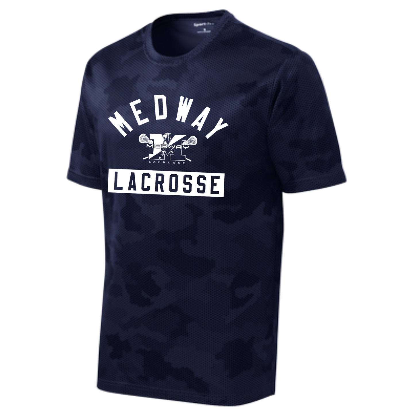 MEDWAY YOUTH LACROSSE ARCH SPORT-TEK CAMOHEX YOUTH TEE - NAVY