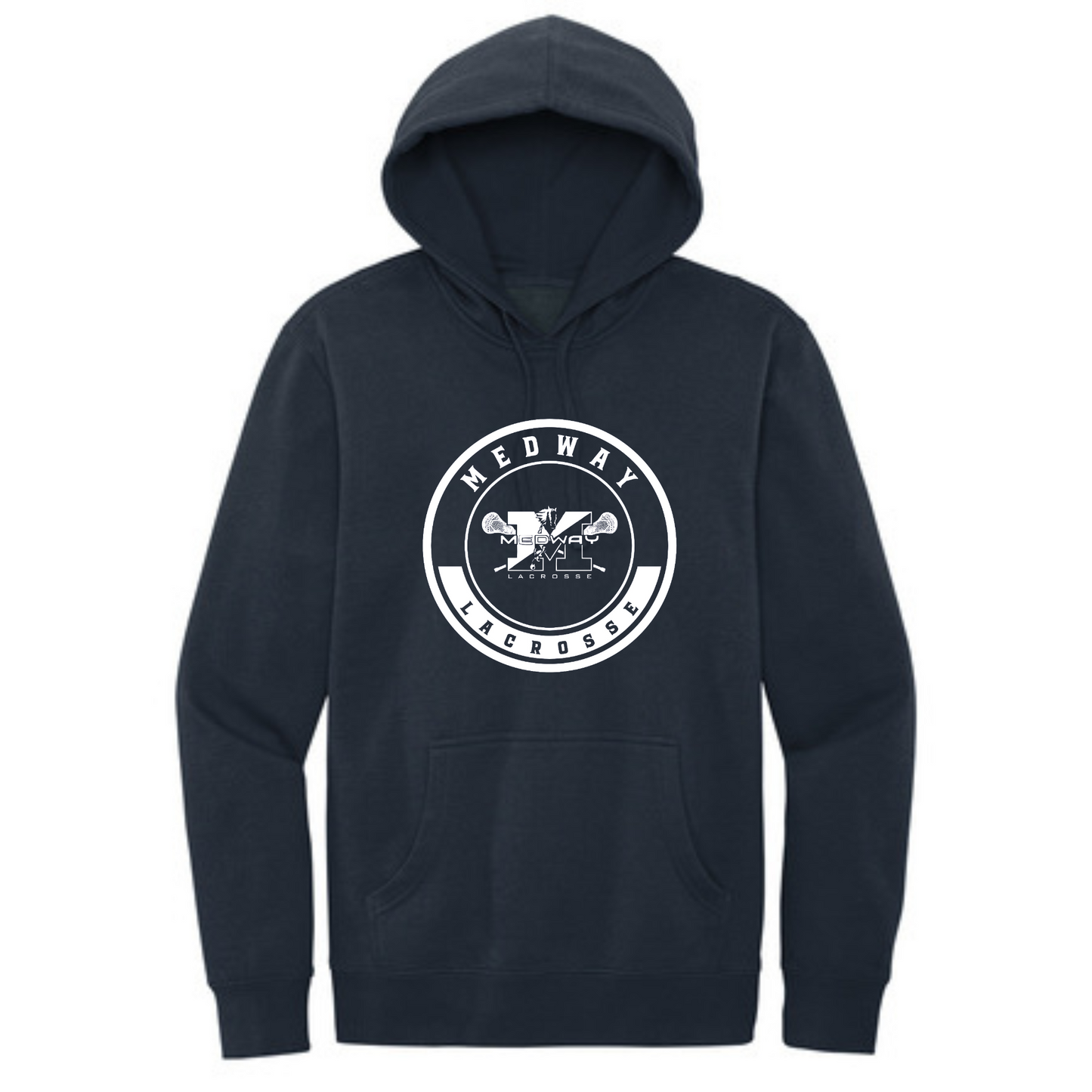 MEDWAY YOUTH LACROSSE CIRCLE LOGO ADULT HOODIE - NAVY