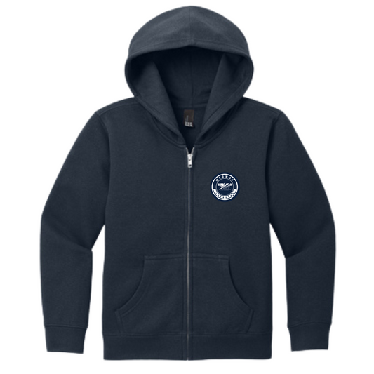 MEDWAY YOUTH LACROSSE CIRCLE LOGO YOUTH FULL ZIP HOODIE - NAVY