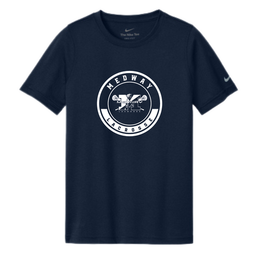 MEDWAY YOUTH LACROSSE CIRCLE LOGO NIKE LEGEND YOUTH TEE - NAVY