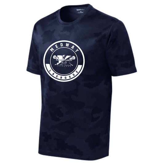 MEDWAY YOUTH LACROSSE CIRCLE LOGO SPORT-TEK CAMOHEX YOUTH TEE - NAVY