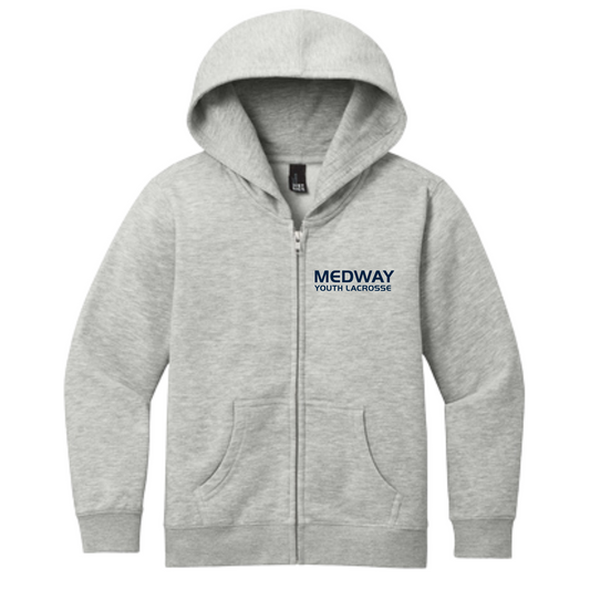 MEDWAY YOUTH LACROSSE YOUTH FULL ZIP HOODIE - GRAY