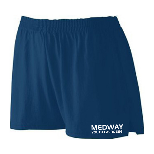 MEDWAY YOUTH LACROSSE GIRLS TRIM FIT JERSEY SHORTS - NAVY