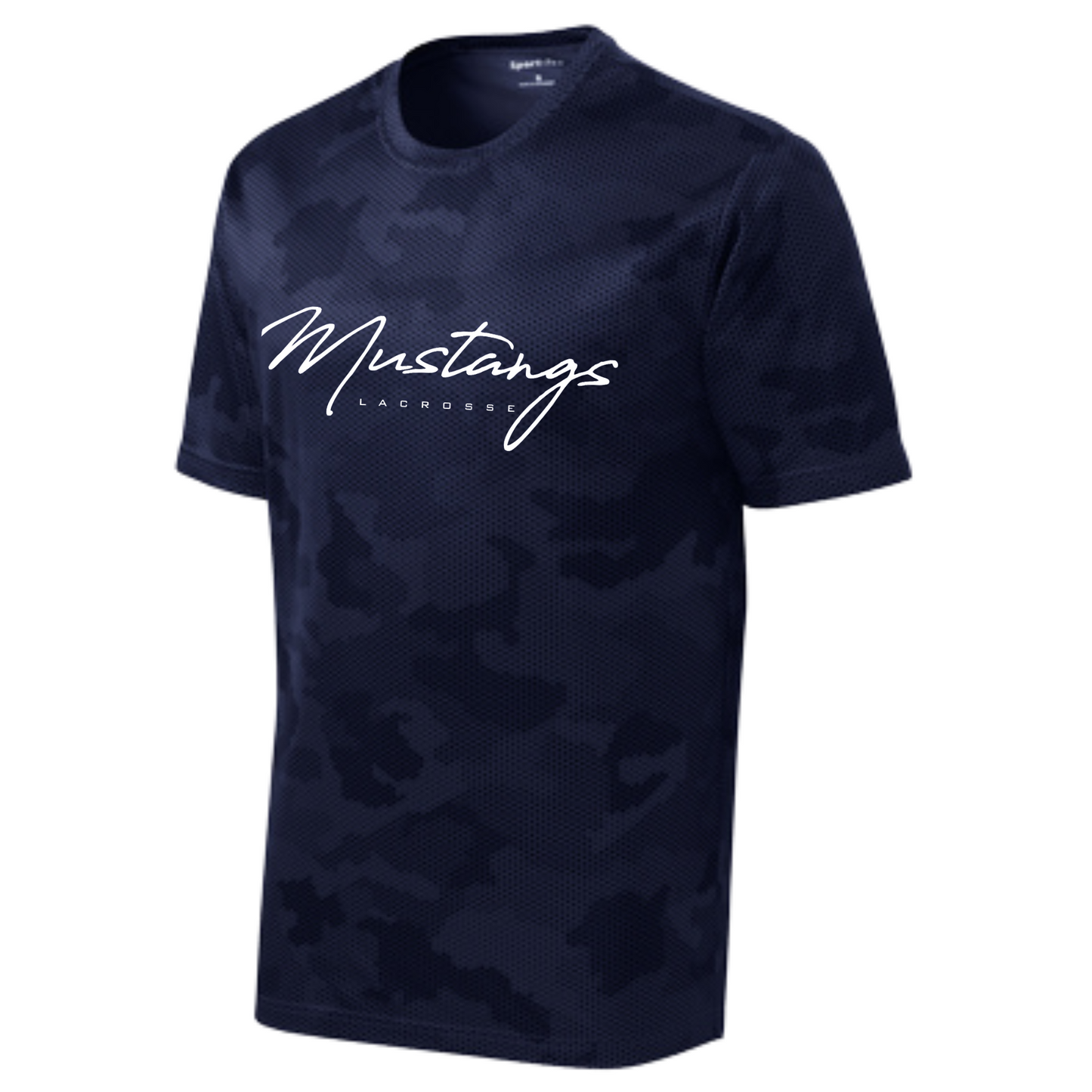 MEDWAY YOUTH LACROSSE MUSTANGS SPORT-TEK CAMOHEX YOUTH TEE - NAVY