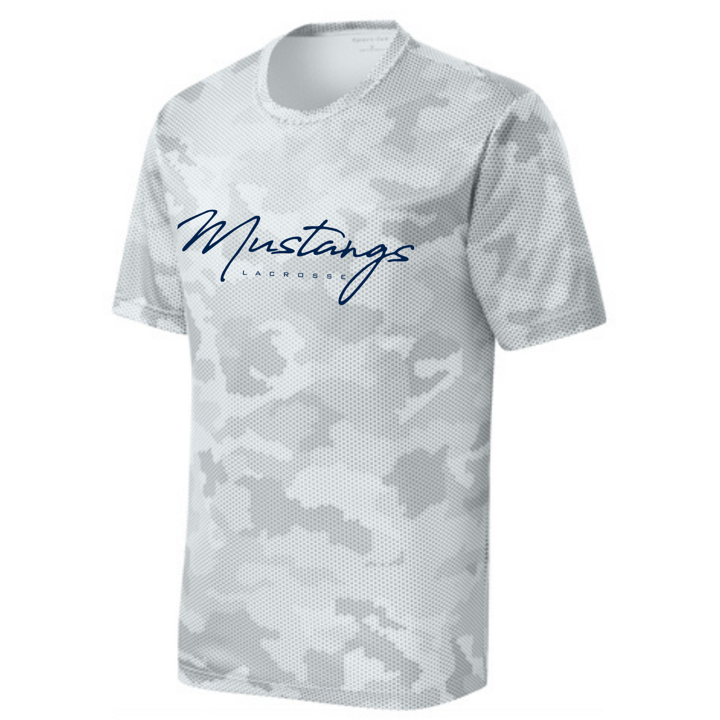 MEDWAY YOUTH LACROSSE MUSTANGS SPORT-TEK CAMOHEX ADULT TEE - WHITE