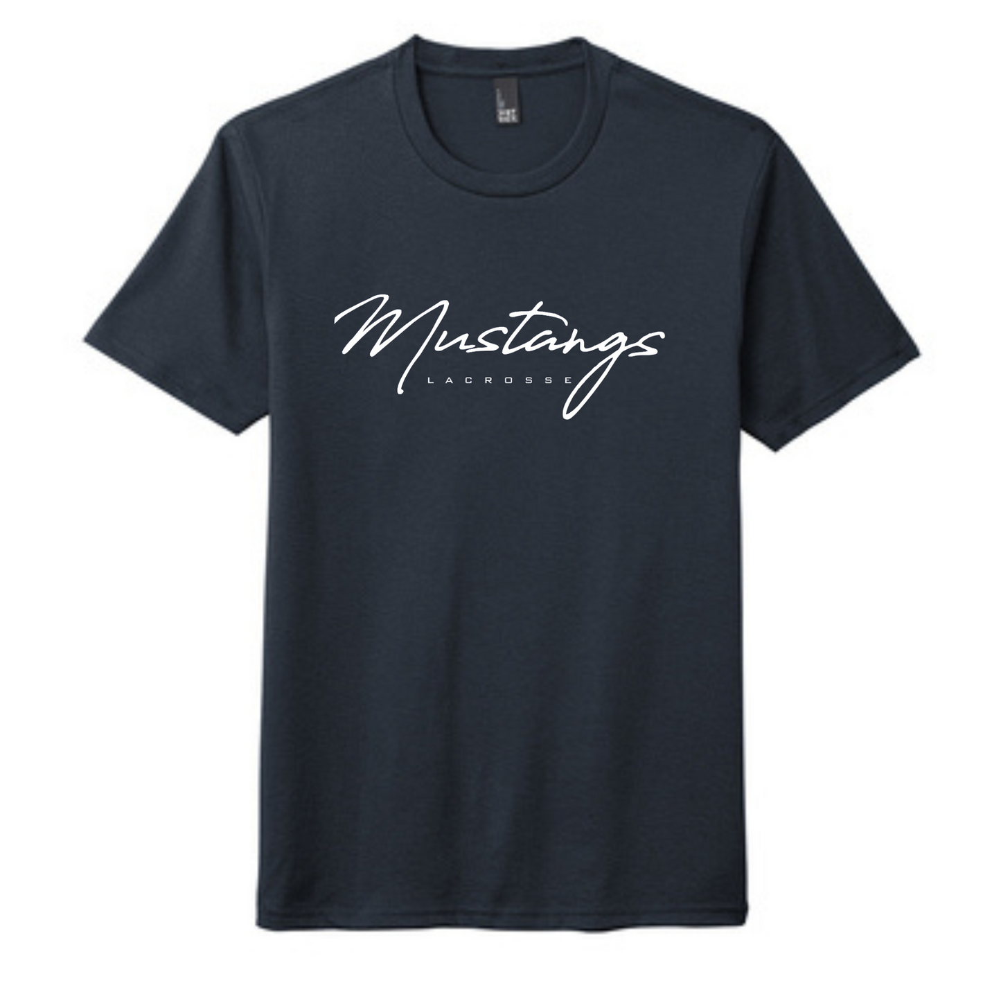 MEDWAY YOUTH LACROSSE MUSTANGS ADULT TEE - NAVY