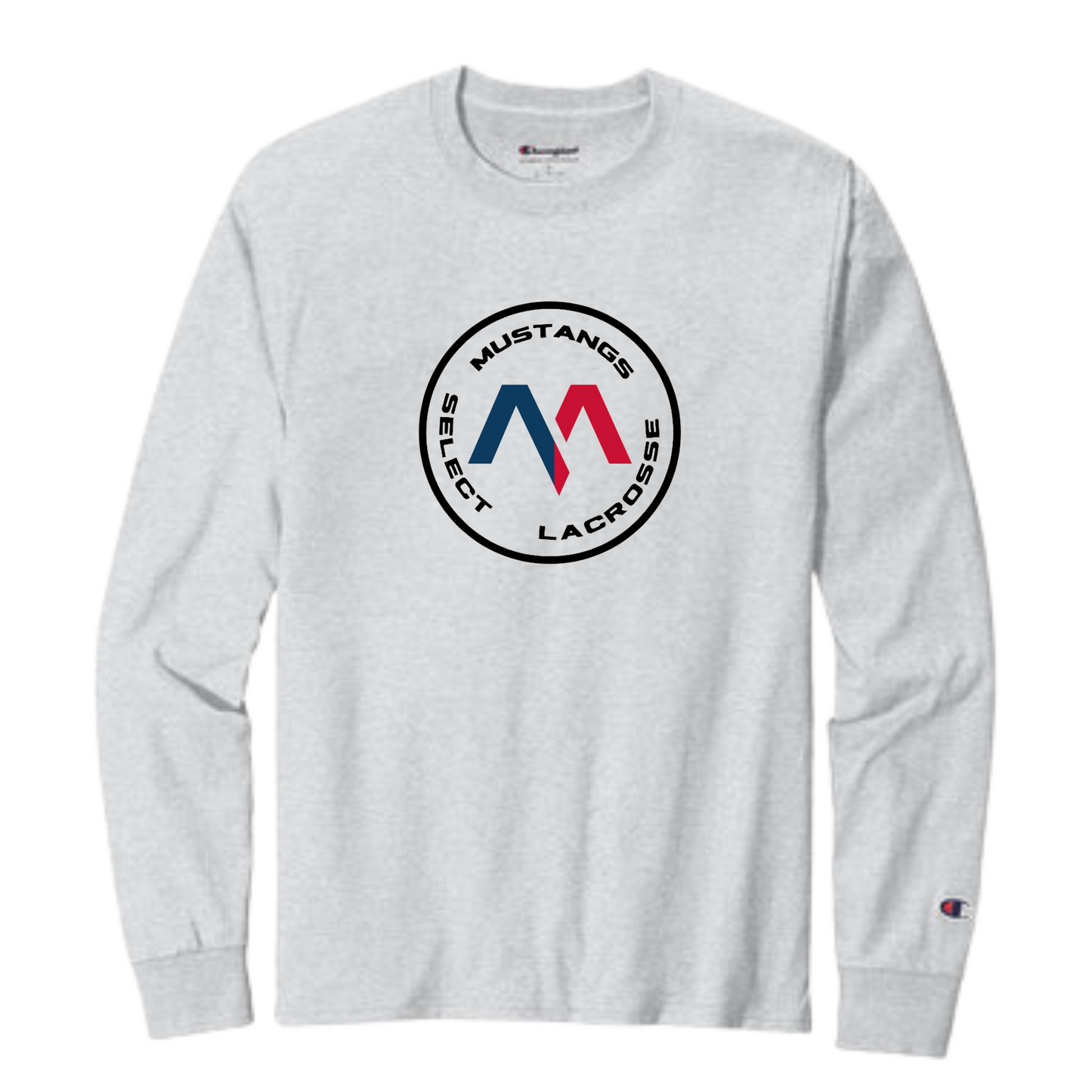 SELECT BOYS LACROSSE CIRCLE LOGO ADULT LONG-SLEEVE CHAMPION TEE - ASH GRAY