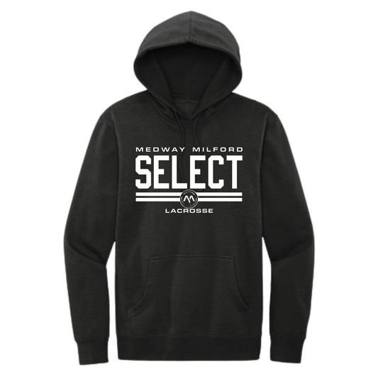 SELECT BOYS LACROSSE DOUBLE LINE ADULT HOODIE - BLACK