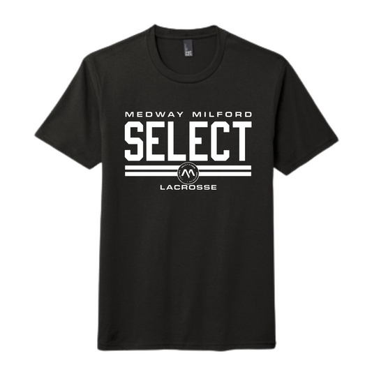 SELECT BOYS LACROSSE DOUBLE LINE PERFECT TRI ADULT TEE - BLACK
