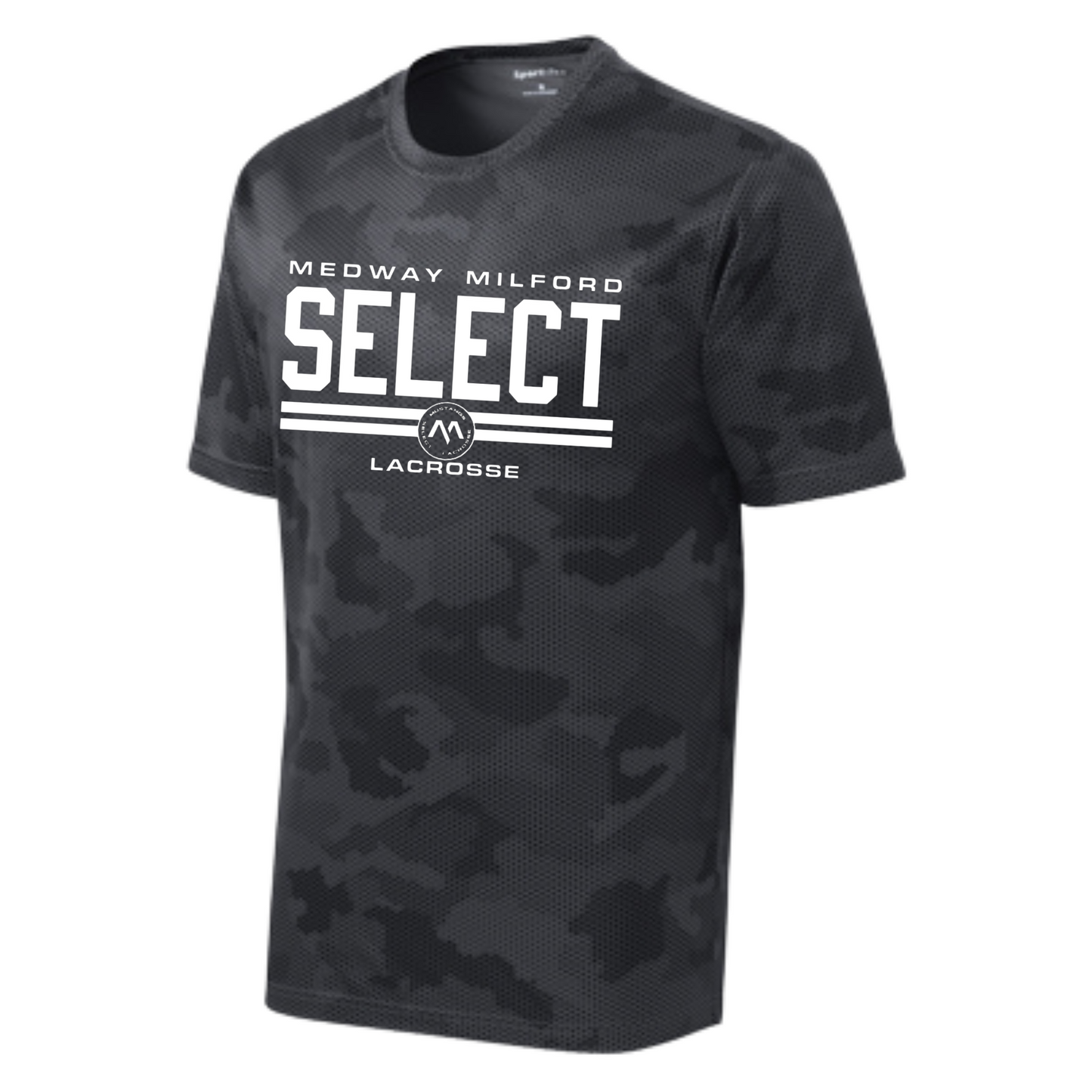 SELECT BOYS LACROSSE DOUBLE LINE SPORT-TEK CAMOHEX ADULT TEE - IRON GRAY