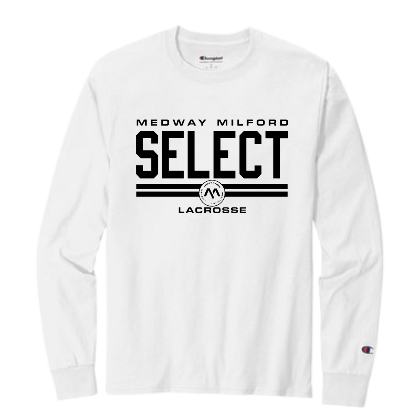 SELECT BOYS LACROSSE DOUBLE LINE ADULT LONG-SLEEVE CHAMPION TEE - WHITE